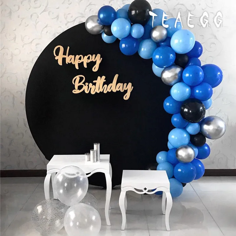 96 шт. Темно Синий Серебряный латексный круглый воздушный шарик гирлянда арочные