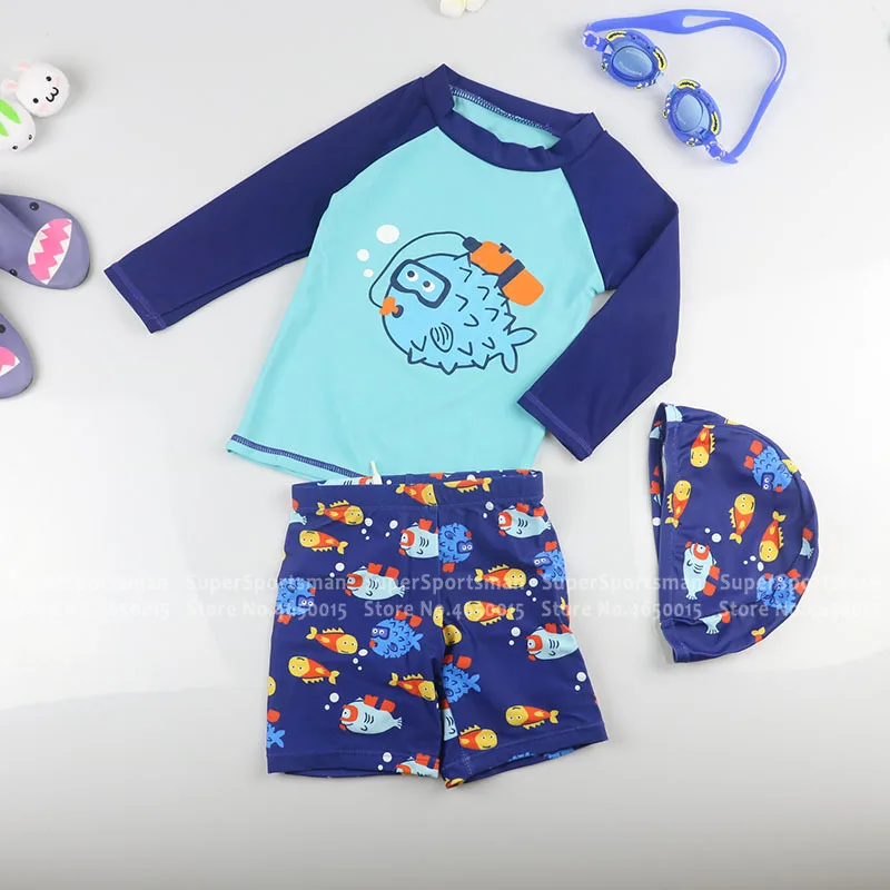 Детский купальный костюм с рисунком рыбы детский защитой от ультрафиолета