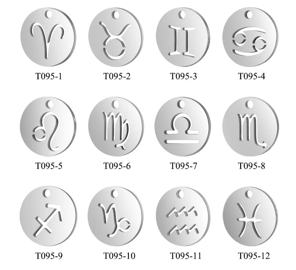 10 шт./лот очаровательные украшения из нержавеющей стали с 12 созвездиями зодиака