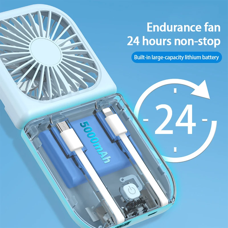 

Portable Hanging Neck Folding Fan USB Rechargeable Fan 3 Speed Summer Handheld Desktop Cooling Fan With Colorful Night Light