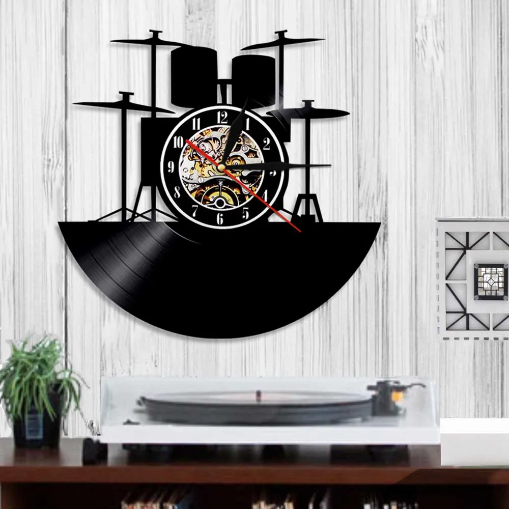 Барабанный комплект Ретро виниловые настенные часы с пластиной LP музыкальный