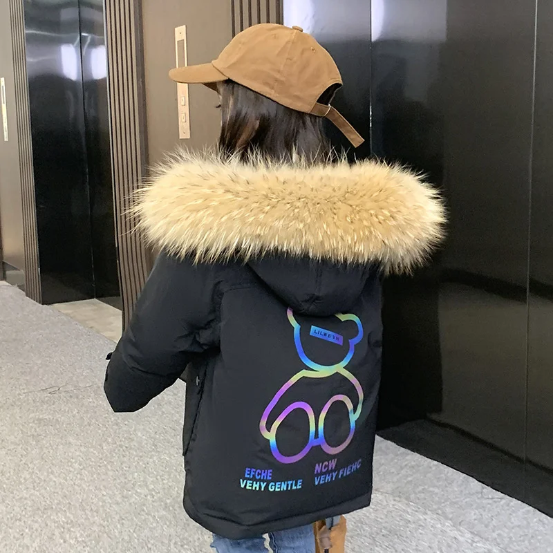 

Пуховик детский зимний с большим меховым воротником, TZ73