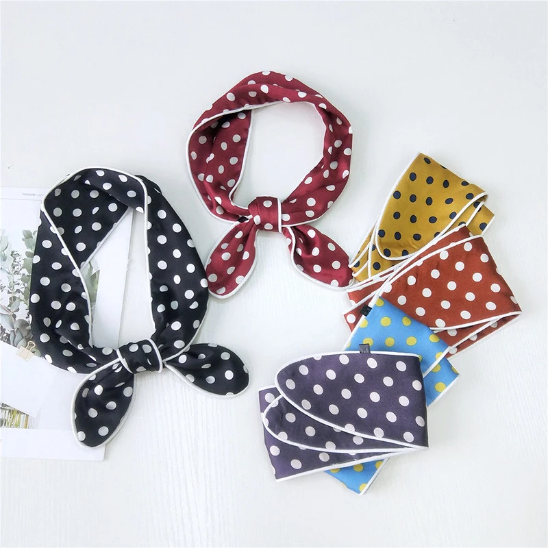 Модный тонкий длинный шелковый шарф женский платок с лентами на запястье Женский