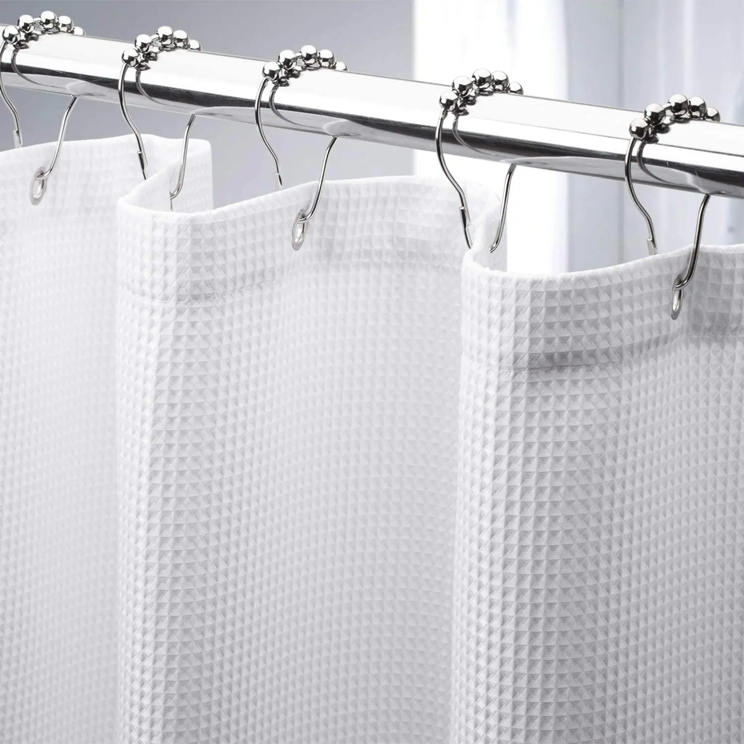 

72 x 72 Inches Waffle Shower Curtain Heavy Duty Fabric Shower Curtains with Waffle Weave Hotel Quality Bathroom Shower Curtains