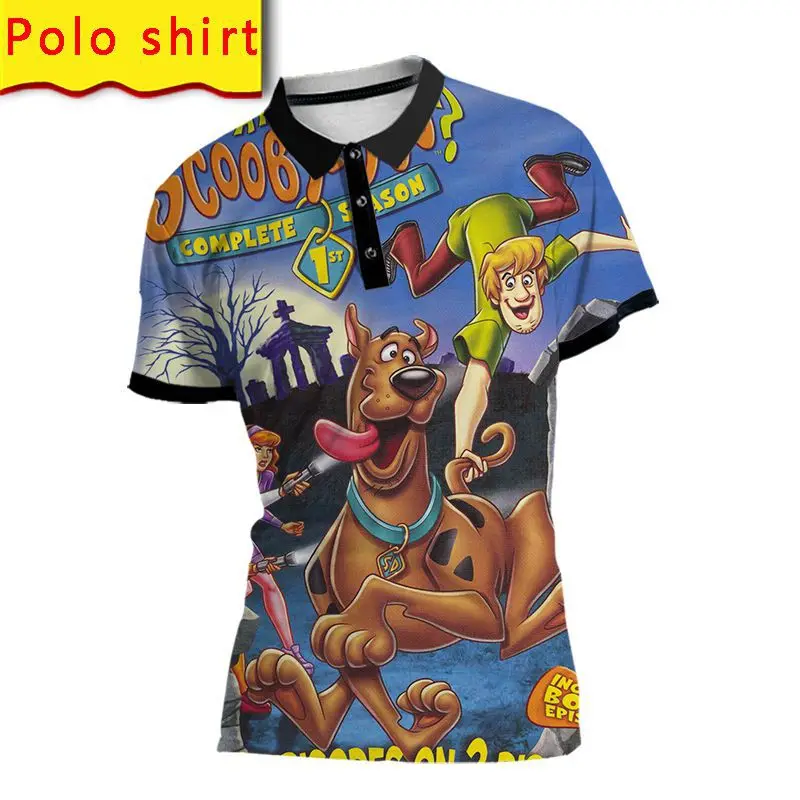 

scooby doo polo shirts 3d print streetwear men women fashion oversize harajuku clothing anime hip hop golf wear punk clothes