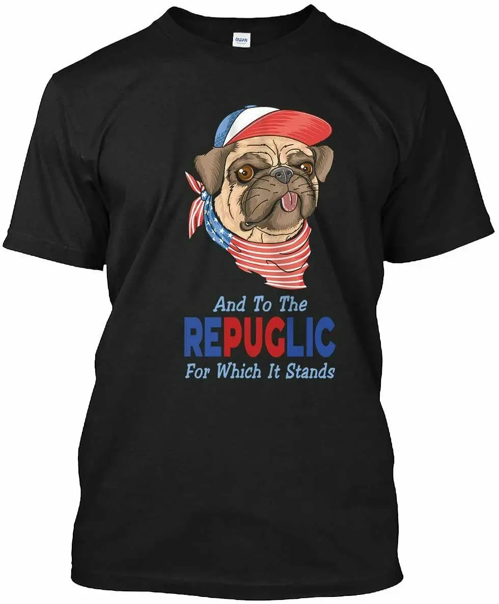 

Patriotic Pug Wearing A Flag Bandana Funny T-Shirt for Men Women