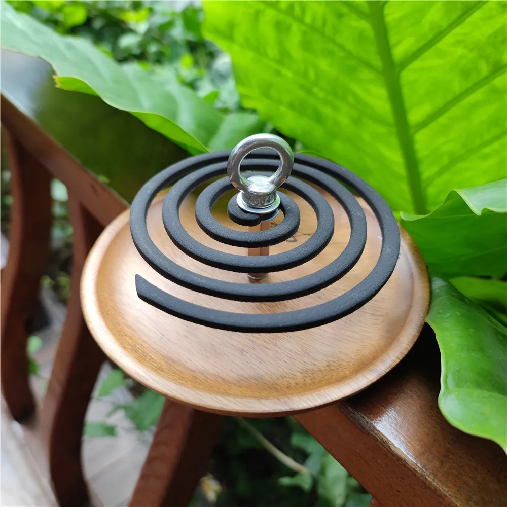 

Mosquito Coil Holder Handmade Solid Wood Round Vintage Screw Hanging Ring Camping Outdoor Home Sandalwood Incense Stand Burner