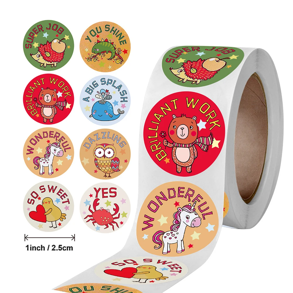 

500pcs 2.5cm Cute Children's Encourage Stickers Children's Day Gift Box Packaging Decoration Sealing Label