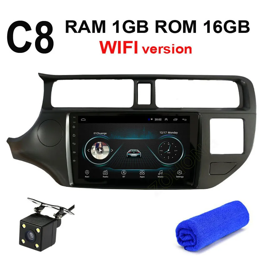 C8 GPS CAM 2.5D DSP Android 9,0 Автомобильный мультимедийный dvd-плеер для Kia RIO K3 2011 2012 2013 Автомобильный Радио gps навигация Авторадио стерео BT - Цвет: C8 GPS CAM