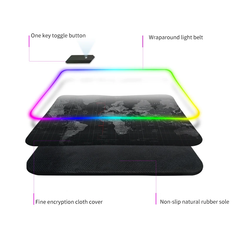 Игровой коврик для мыши большой геймерский компьютерный с картой мира из