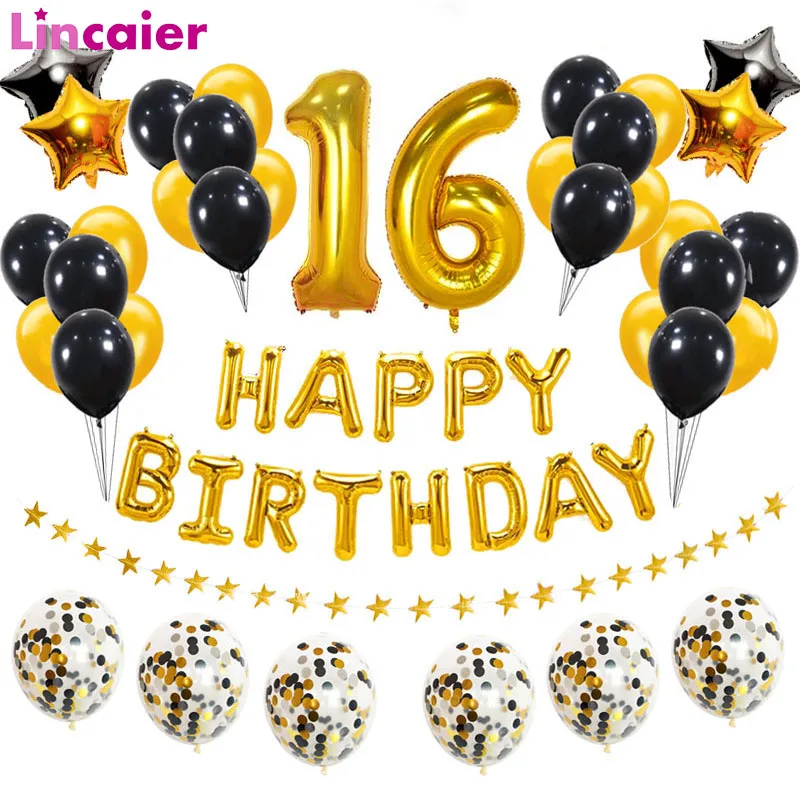 Воздушный шар из фольги с цифрами 16 украшения для вечеринки в честь Дня Рождения