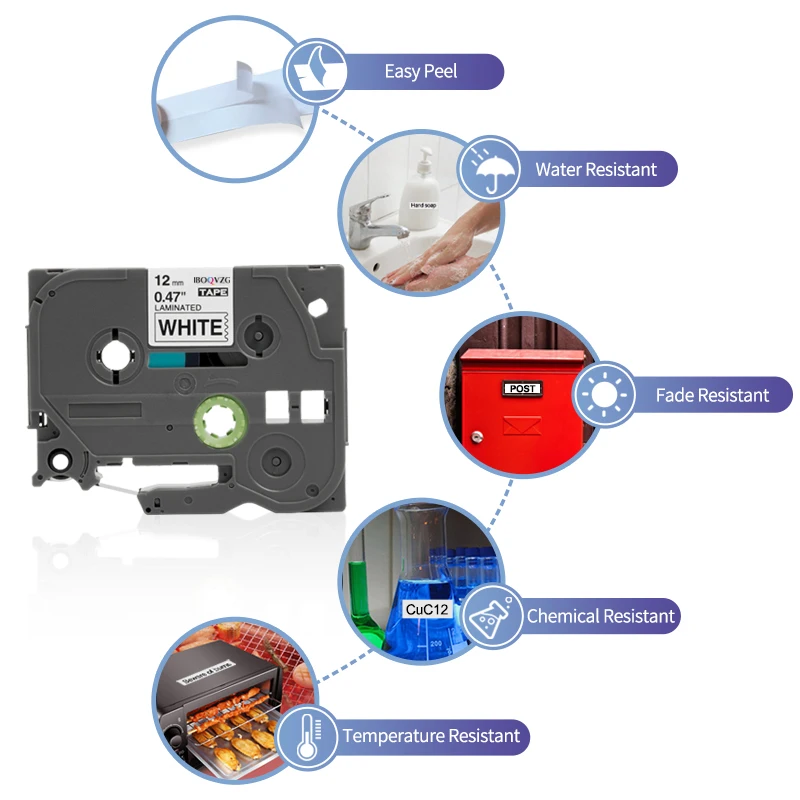 Ламинированная клейкая лента для этикеток IBOQVZG совместимая с Φ TZ 231 TZ131 631 335 черный