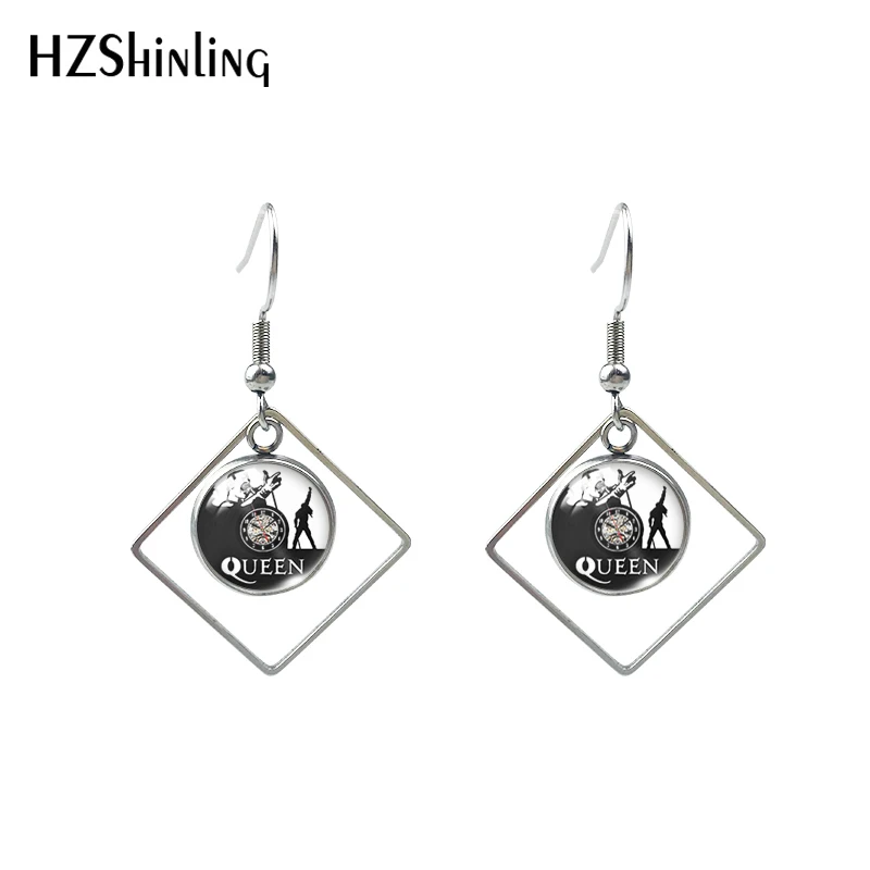 2020 New Retro Vinyl Record Earring Music Records Rhombic Art Printed Glass Jewelry Stainless steel Earrings | Украшения и