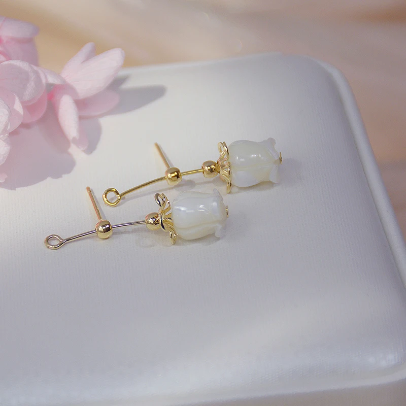 Блестящие боковые новые аксессуары серьги гвоздики с опаловым цветком для