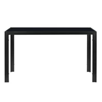 [US-W]134 x 70 x 75cm  Dining Table Simple Assembled Tempered Glass & Iron Dinner Table Black
