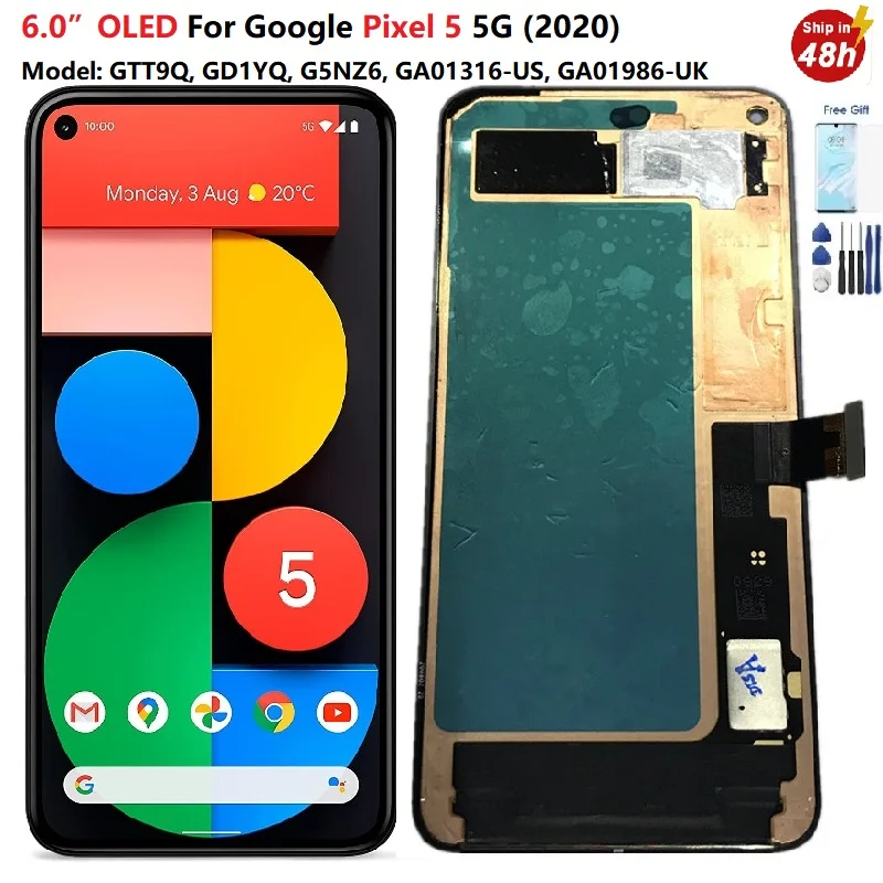 Pantalla OLED de 6,0 pulgadas para Google Pixel 5, montaje de digitalizador con pantalla t&aacute;ctil, reemplazo de pantalla Lcd Pixel5-0