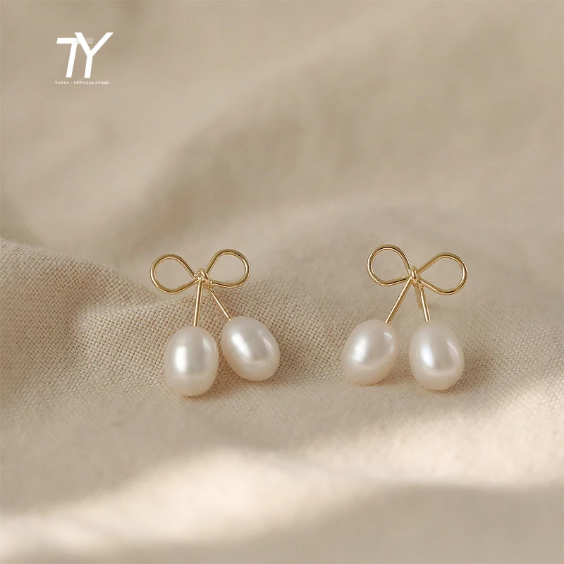

Elegant and Sweet Metal Bow Pearl Pendant Drop Earrings For Woman 2021 Korean Fashion Jewelry Wedding Girl's Luxury Accessories