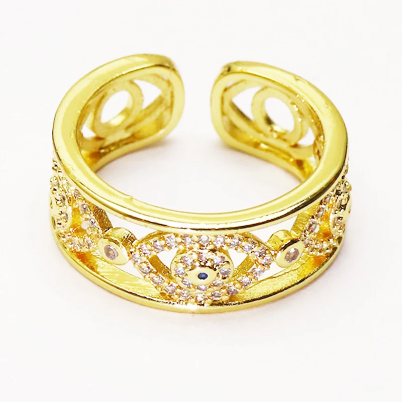 

Кольца с подвесками в виде глаз золотого цвета, 10 шт., открытые кольца, ювелирные изделия высокого качества, кольца, ювелирные изделия, кольц...