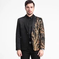 mens black sequin slim blazer hip hop stage singers prom dress suit ceremonial host casual suit