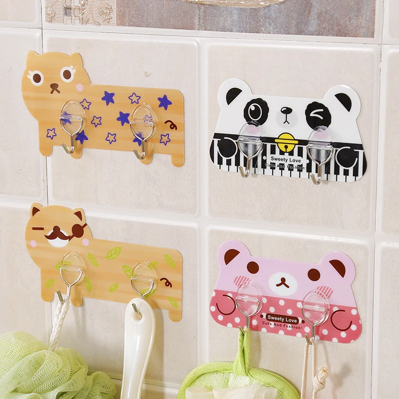 

Мультяшный двусторонний крючок из вискозы без пробивания отверстий, крепкая наклейка на кухонную настенную плитку без следов крючка 2021