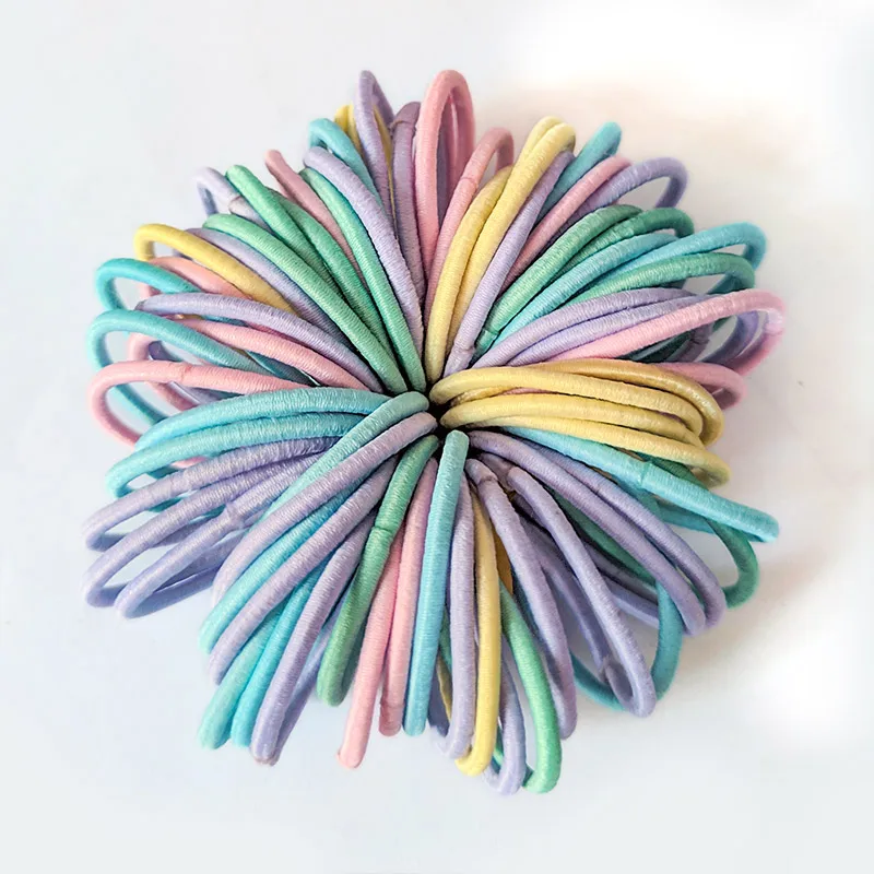 Spring colors Mix 50/100 шт. Девушки Конфеты Цвета нейлон 3 см безопасные эластичные резинки детей кольцо резинки для волос; прическа хвостик; Детские аксессуары для волос - Цвет: Spring colors Mix