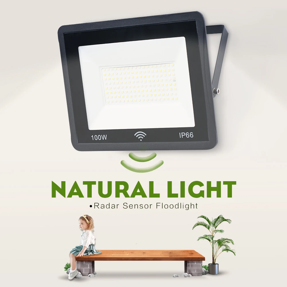 

Natural Light Outdoor Lighting With Sensor Radar Foco Led Exterior 50w 100w 220v Auto Delay Flood Light Led Projector Wall Lamp