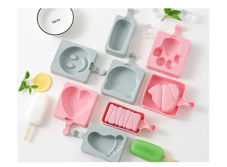 

Silicone Ice Cream Mold Popsicle Molds Frozen Ice Mould with Popsicle Sticks DIY Homemade Freezer Ice Lolly Mould 10 style