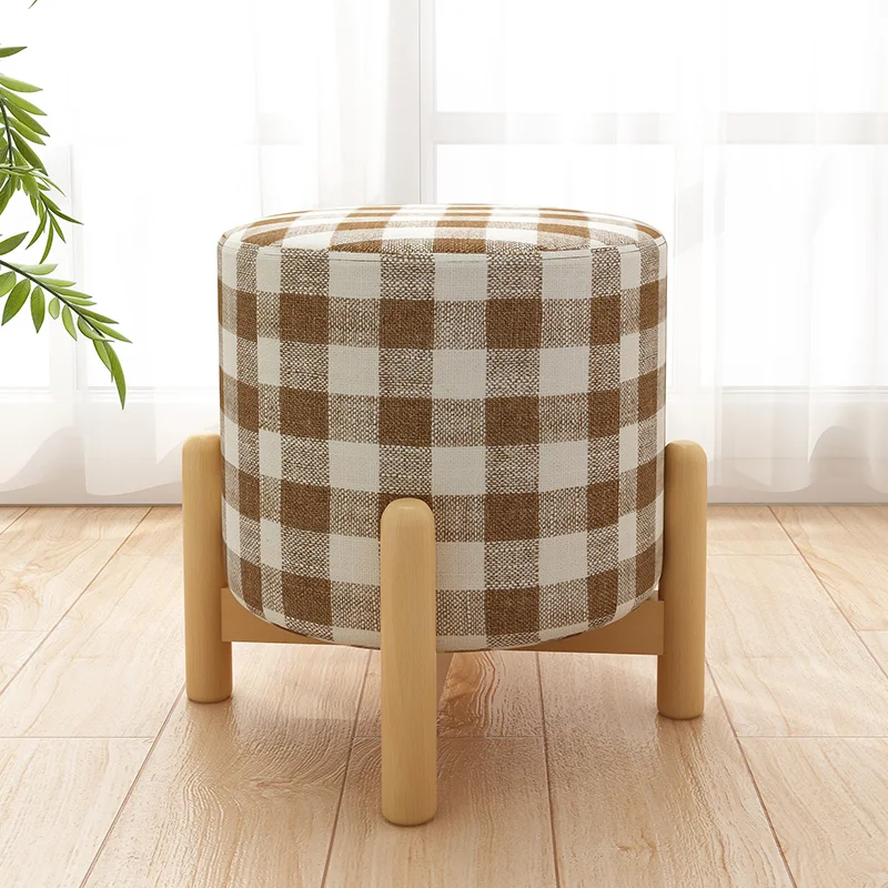 Solid wood stool fashion fabrics living room sofa footstool Four legged low stools home change shoes bench small chair mx9261533