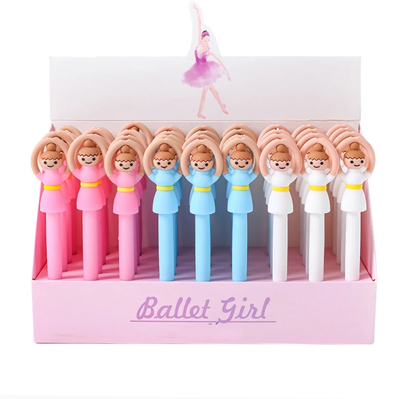 12Pcs/Bulk Elegant Ballerina Girl Pens Ballet Kawaii Cute Beautiful Pen Cool Funny Stationery Ballpoint School Gift Kawai Thing