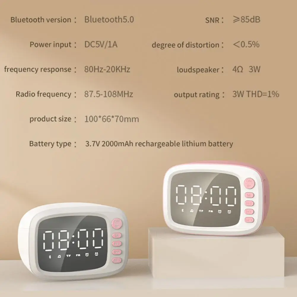 Заряжаемый мини Bluetooth-динамик z15 светодиодный светодиодным будильником