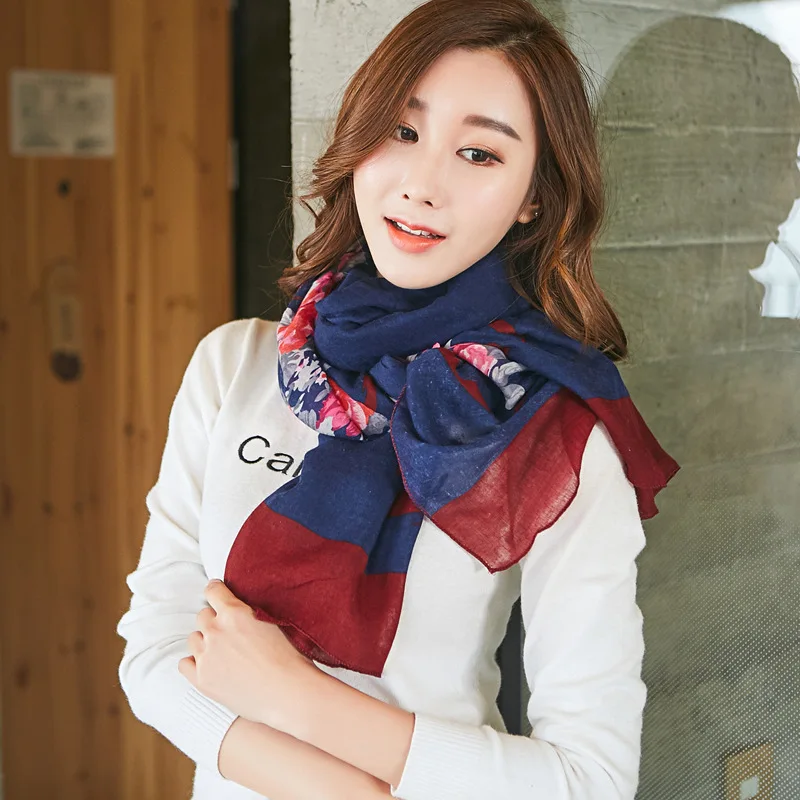 

Korean hot style manufacturer wholesale yiwu east gate of cotton and linen scarf scarves shawls female love pattern