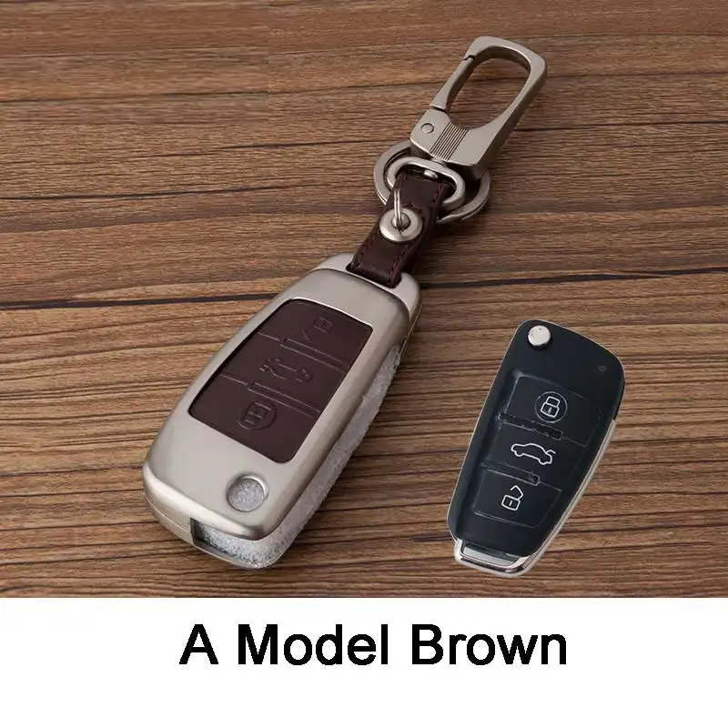 Цинковый сплав + кожаный чехол для автомобильного ключа Audi A1 A3 A4 A5 Q3 Q5 Q7 A6 C5 C6 A7 A8 R8 S4