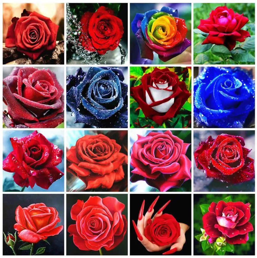 Красная роза алмазная живопись цветы мозаика ромашка вышивка стразы картина