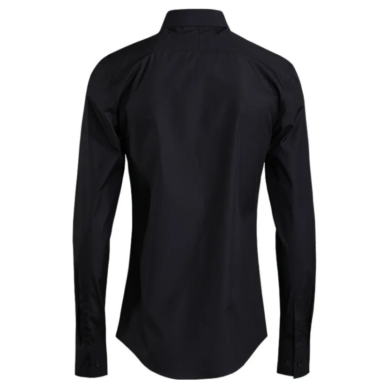 Рубашка мужская деловая с вышивкой глаза хлопок приталенный силуэт длинный