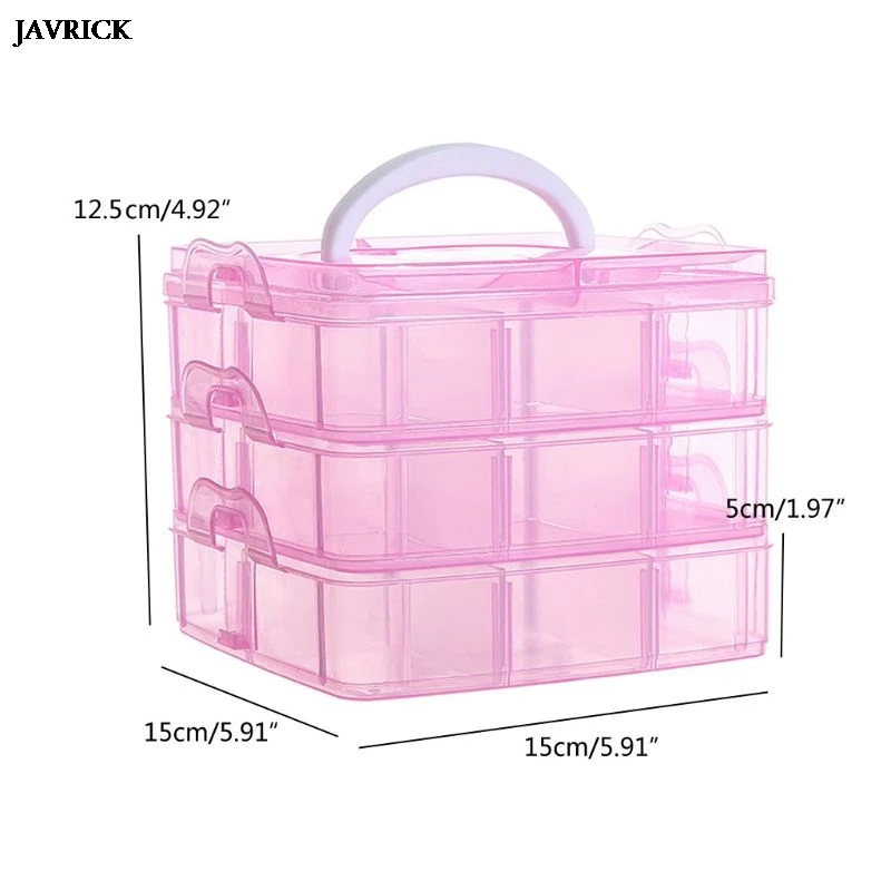 

Transparent Large Jewelry Organizer Portable Removable Grids Jewelry Storage Rings Necklaces Box Container Case Display