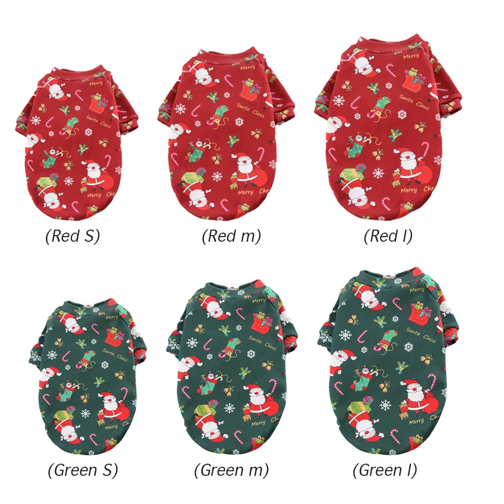 Warm Dog Clothes Christmas Print Puppy Jacket Winter Pet Outfits Supplies Sweater Small Dogs | Дом и сад