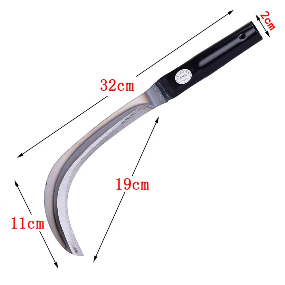 

Manganese Steel Sickle Mowing Banana Knife Lawn Mower Metal Sickle Durable Grass Cutting Tool Agricultural Tool For Home Black