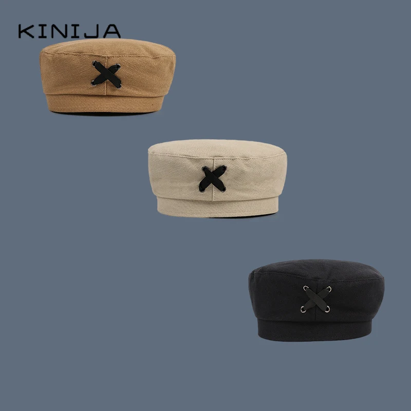 Винтажная плоская кепка художника Женский Осенний дизайнерский берет из хлопка