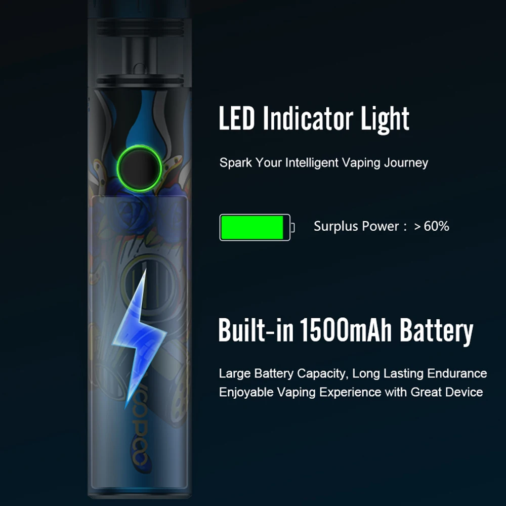 Original VOOPOO FINIC 20 AIO Starter Kit 1500mAh Built-In Battery 0.6/1.2ohm Resistance DL/MTL Coil Heads E-Cigarette Vaporizer |