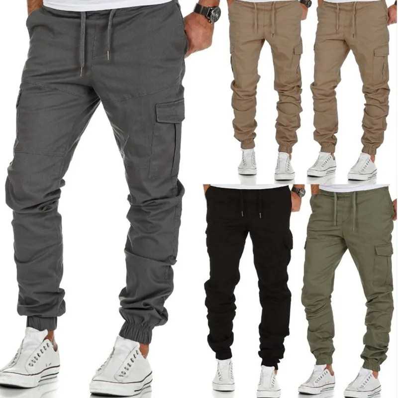 

2020 M-3XL 5 Color New Casual Plus size Fashion Men's Sport Pure Color Bandage Loose Sweatpants Drawstring Pant Trousers
