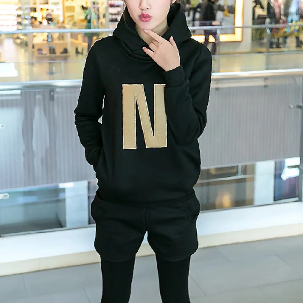 2 piece set women tracksuit sportwear Lady Fashion Women Long Sleeve Hooded Set Casual Outfit Shorts Sportswear#g3 | Спорт и