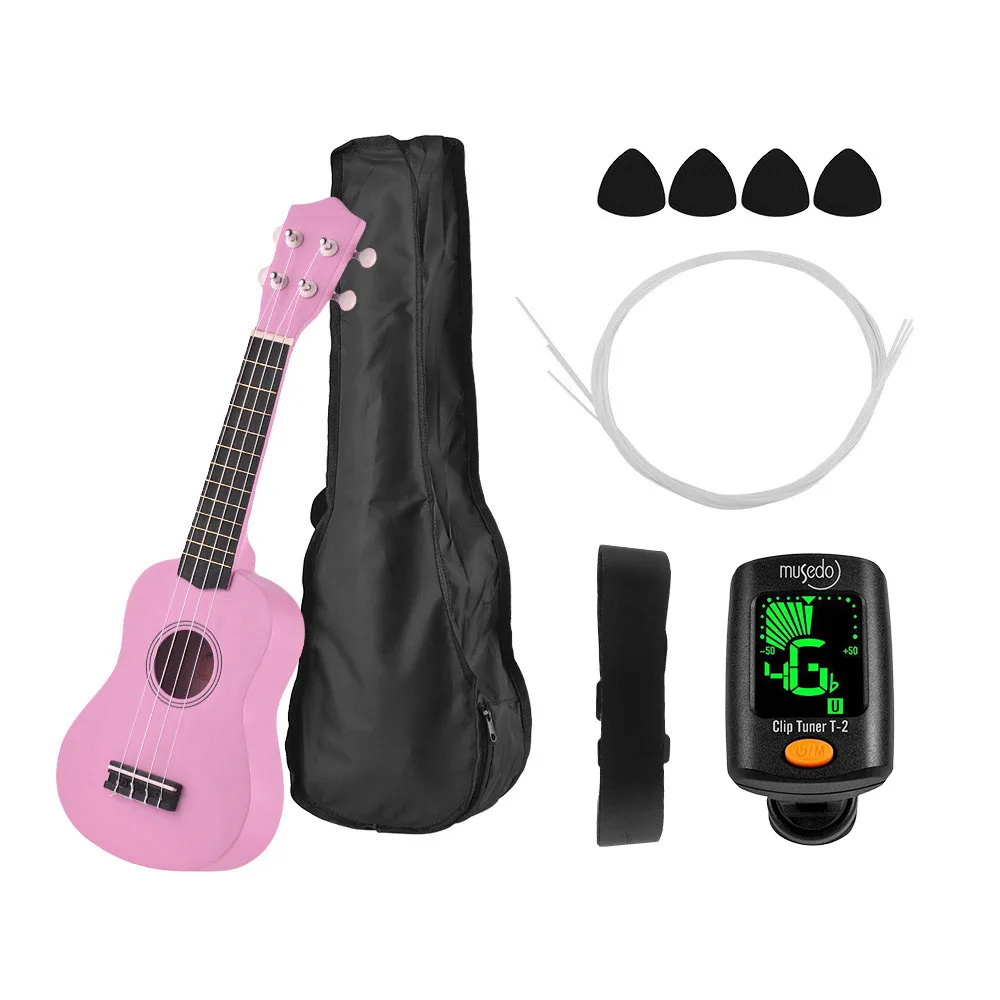 Комплект укулеле 21 дюйм цветное акустическое сопрано из липы с сумкой для