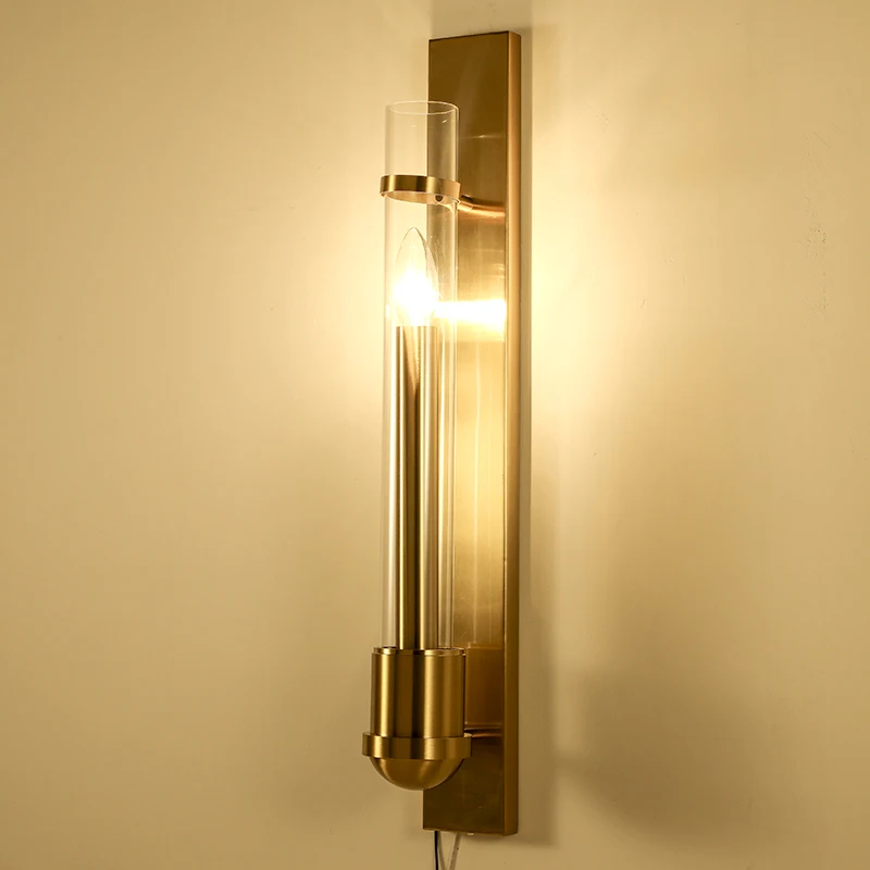 Luxury Fixtures Crystal Wall Lamps Round Cylindrical Glass Gold-plated Wall Sconce For Living Room Bedroom  Wall Light interaction between wall jets issuing from cylindrical surfaces