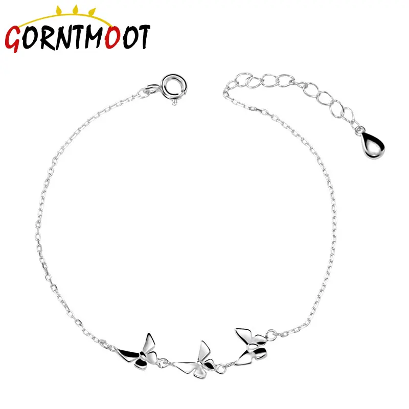 Женский браслет-цепочка из стерлингового серебра 925 пробы с милым бантом и