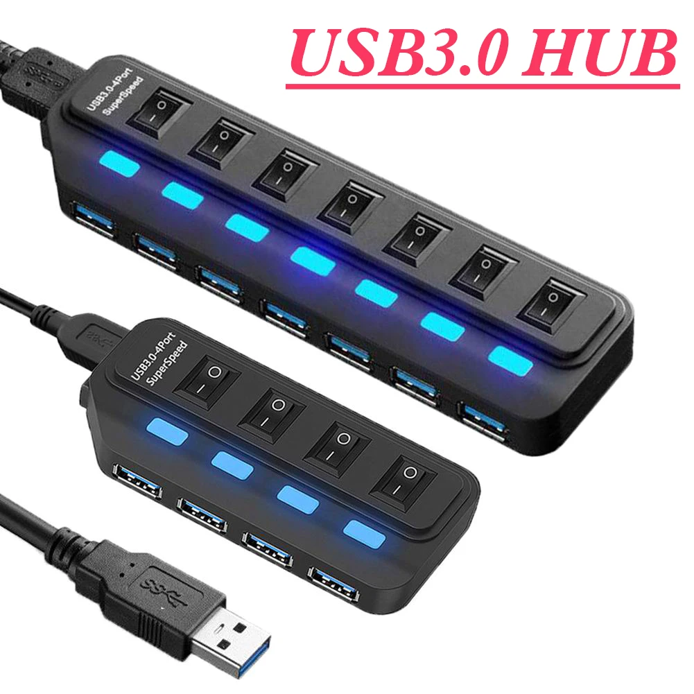 USB 3.0 4-портовый/7-портовый USB-концентратор 3 0 с независимым светодиодным