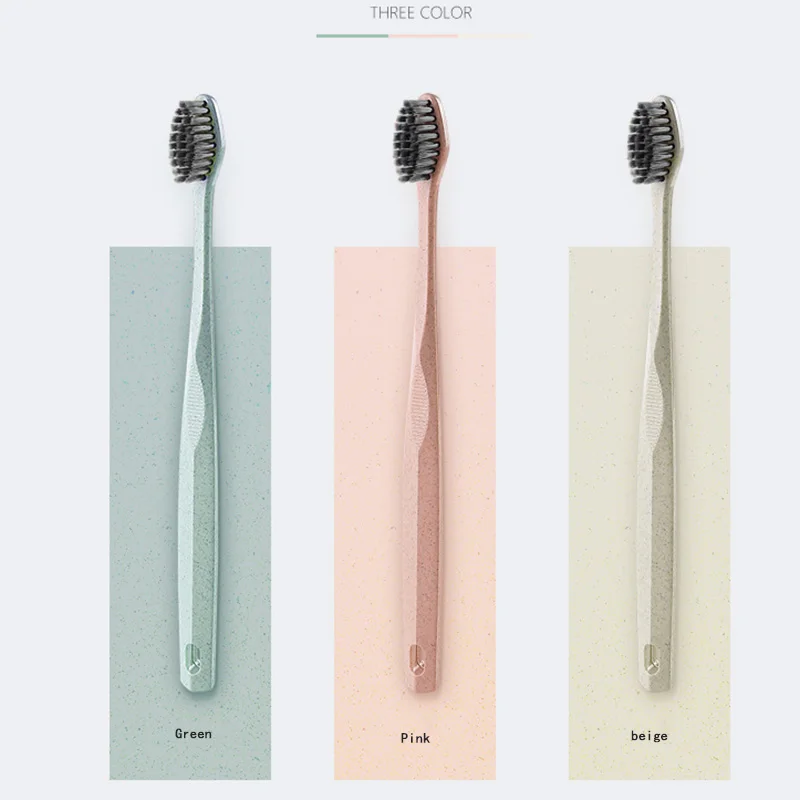 Новый 3 шт. Экологичная пшеничная соломенная зубная щетка для чистки зубов мягкий