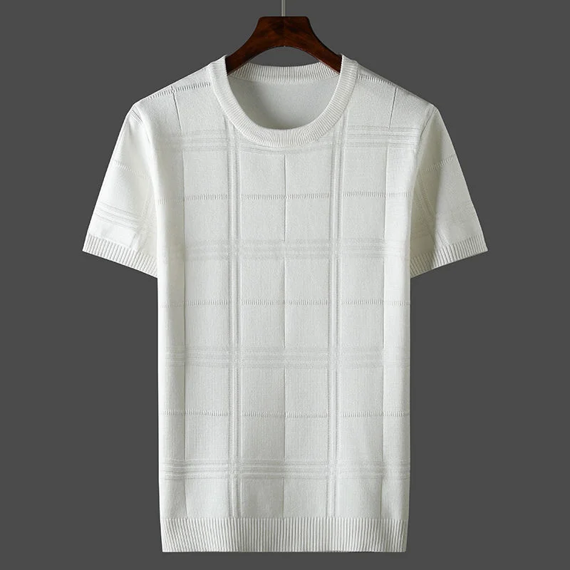 

Summer New Men's Fashion Korean Style Casual Plus Size 7xl T-shirt Male Solid Trendy O-Neck Loose Knitted Tees Tops S55