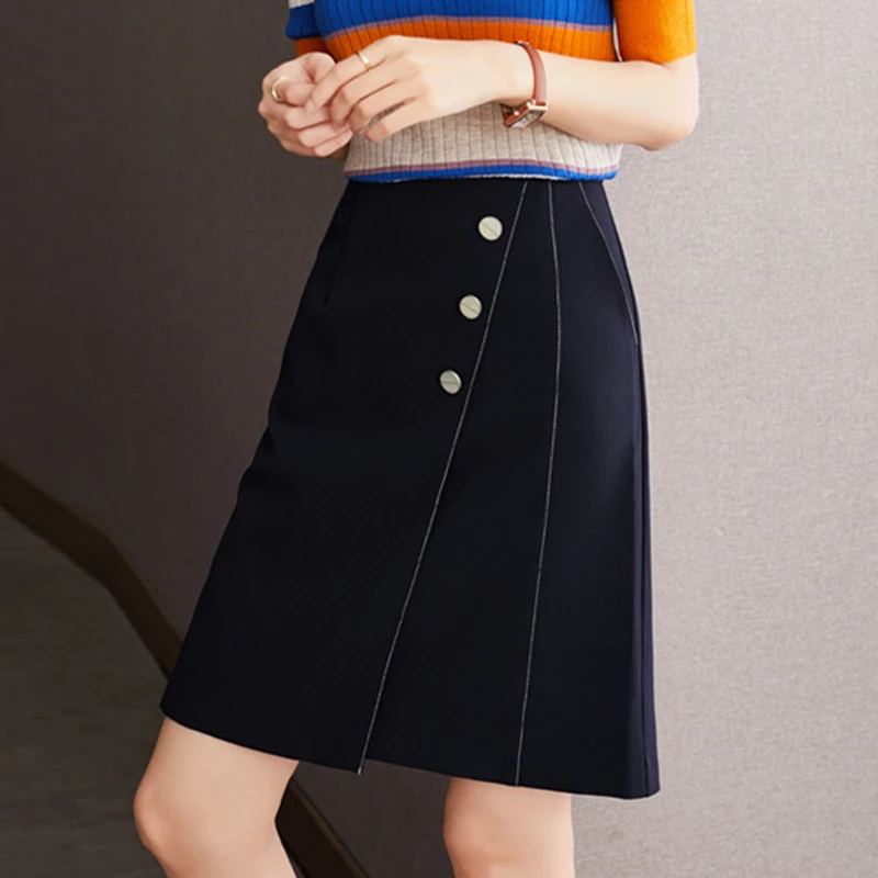 Женская Офисная мини-юбка с завышенной талией асимметричная однотонная