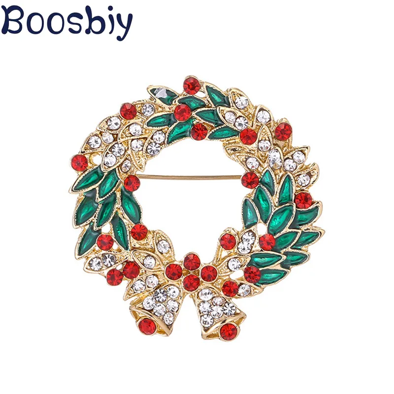Разноцветные стразы Boosbiy гирлянда с колокольчиком Рождественская брошь булавки