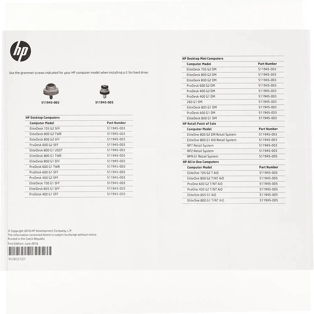 Винт втулки для HP G3 G4 G5 G6 mini PC AIO G2 PN: 2 5-005 z25 4 шт. 511945 HDD/SSD M3 |